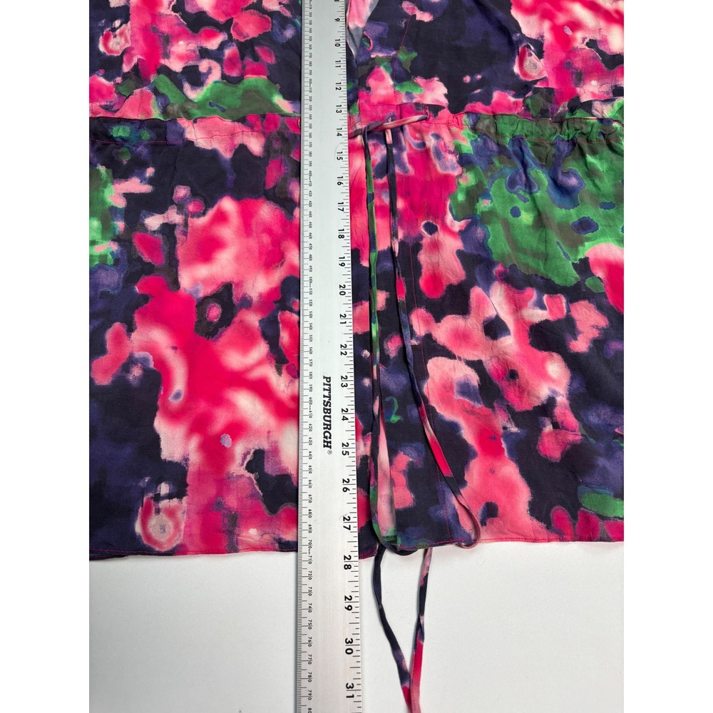 Alice‎ + Olivia Kimono Top Abstract Floral PinkNavy Drawstring Waist NoSz Tag - Picture 8 of 9